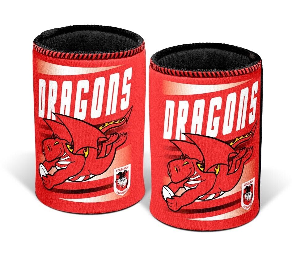 NRL Retro Stubby Can Cooler - St George Illawarra Dragons - Drink - Rubber Base - Image 2