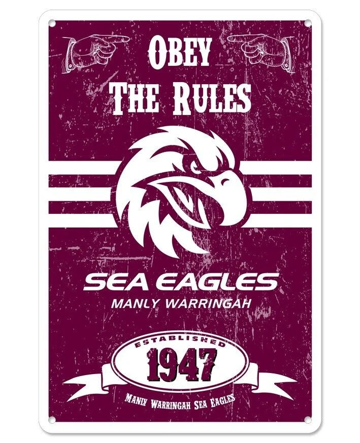 NRL Retro Supporter Tin Sign - Manly Sea Eagles - Man Cave - Heritage - Image 2