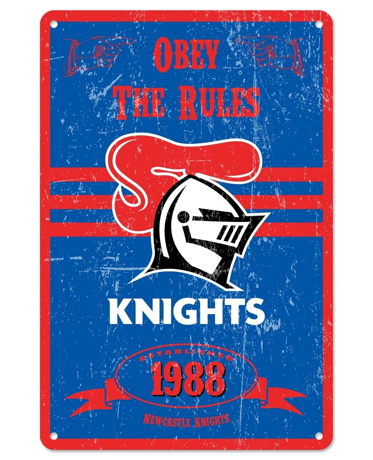 NRL Retro Supporter Tin Sign - Newcastle Knights - Man Cave - Heritage - Image 2
