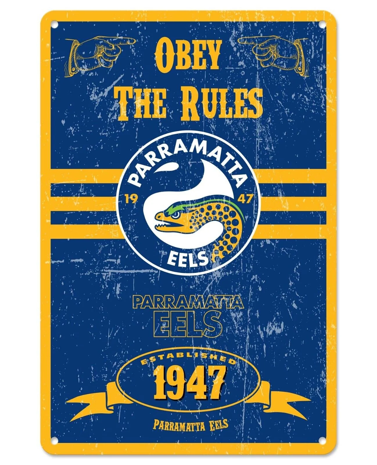 NRL Retro Supporter Tin Sign - Parramatta Eels - Man Cave - Heritage - Image 2