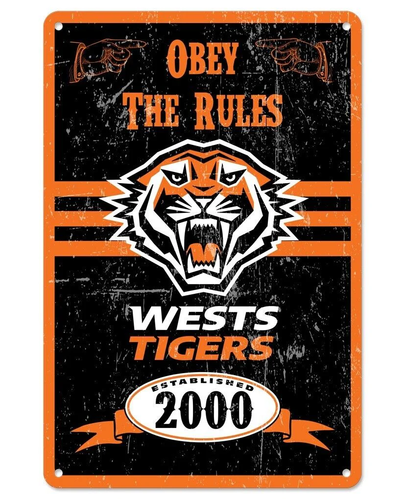 NRL Retro Supporter Tin Sign - West Tigers - Man Cave - Heritage - New Design - Image 2