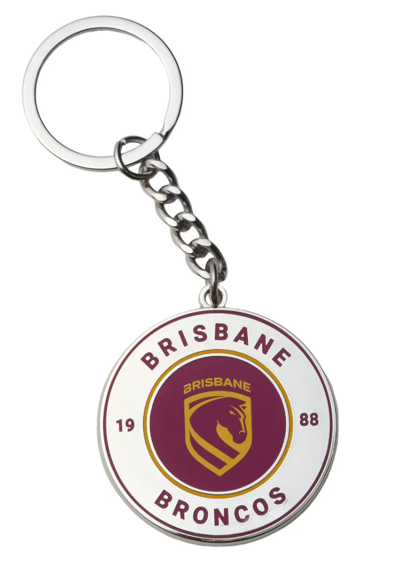 NRL Round Key Ring - Brisbane Broncos - Keyring - Rugby League - New Logo