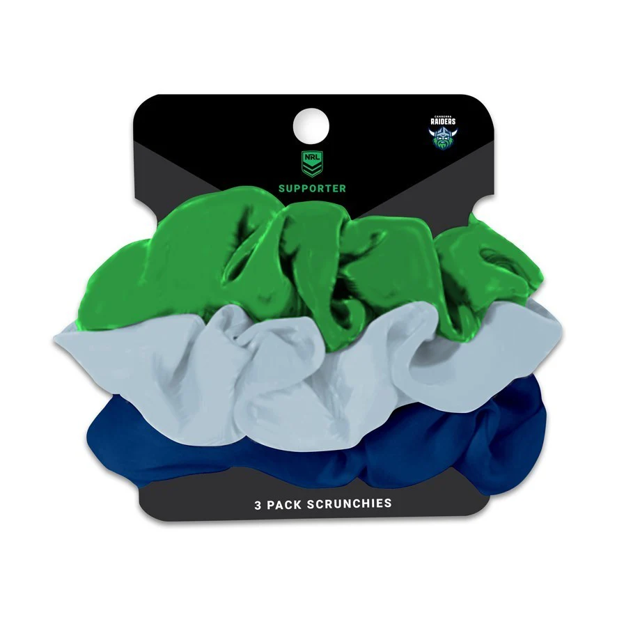 NRL Scrunchies 3 Pack - Canberra Raiders - Team Colours - Hair Ties