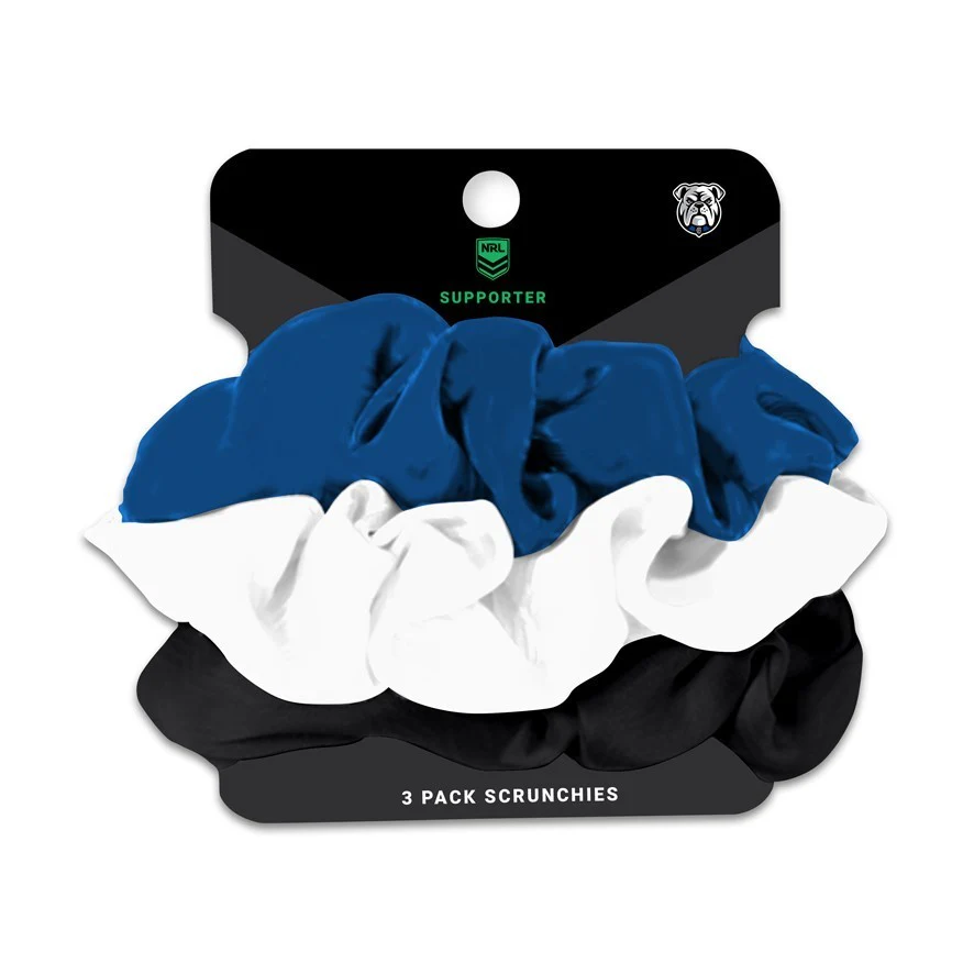 NRL Scrunchies 3 Pack - Canterbury Bulldogs - Team Colours - Hair Ties