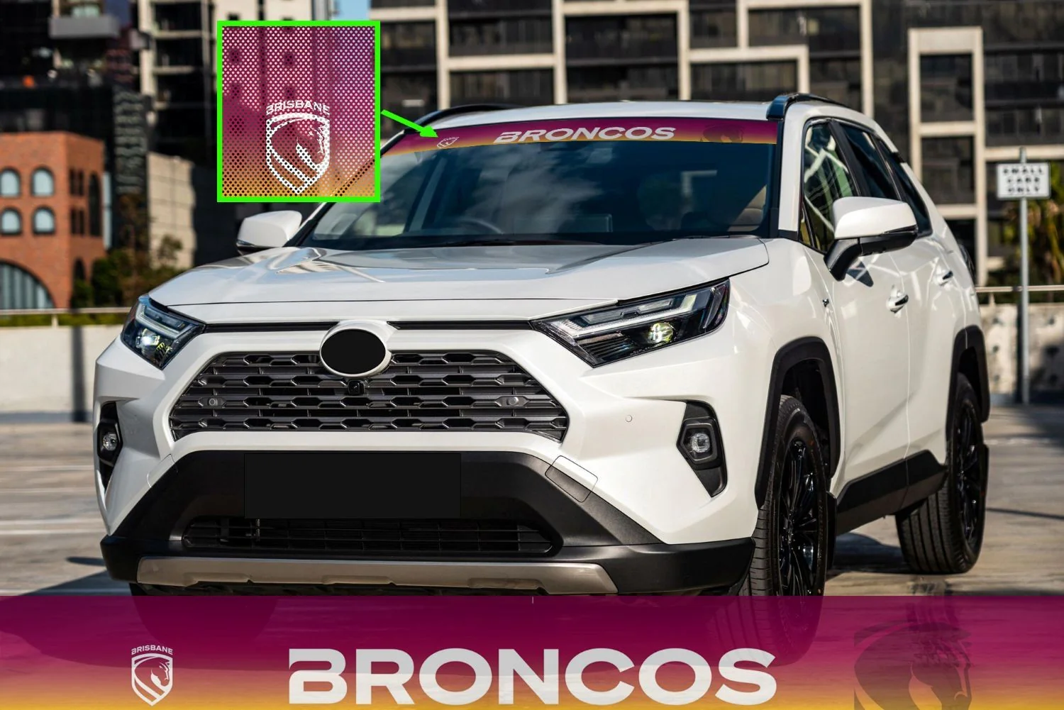 NRL See Thru Visor Decal - Brisbane Broncos - One Way Vision - Window Sticker