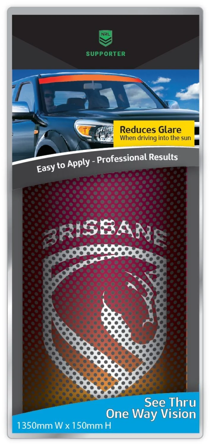 NRL See Thru Visor Decal - Brisbane Broncos - One Way Vision - Window Sticker - Image 2