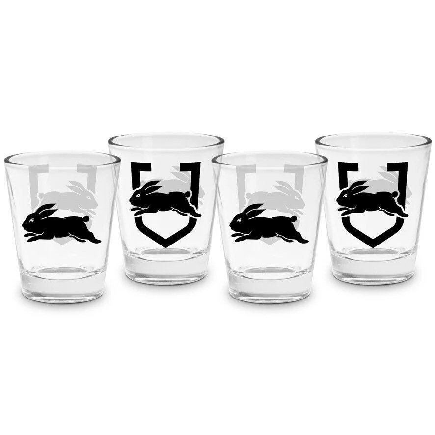 NRL Shot Glass Set of 4 - South Sydney Rabbitohs - 50ml - Image 2