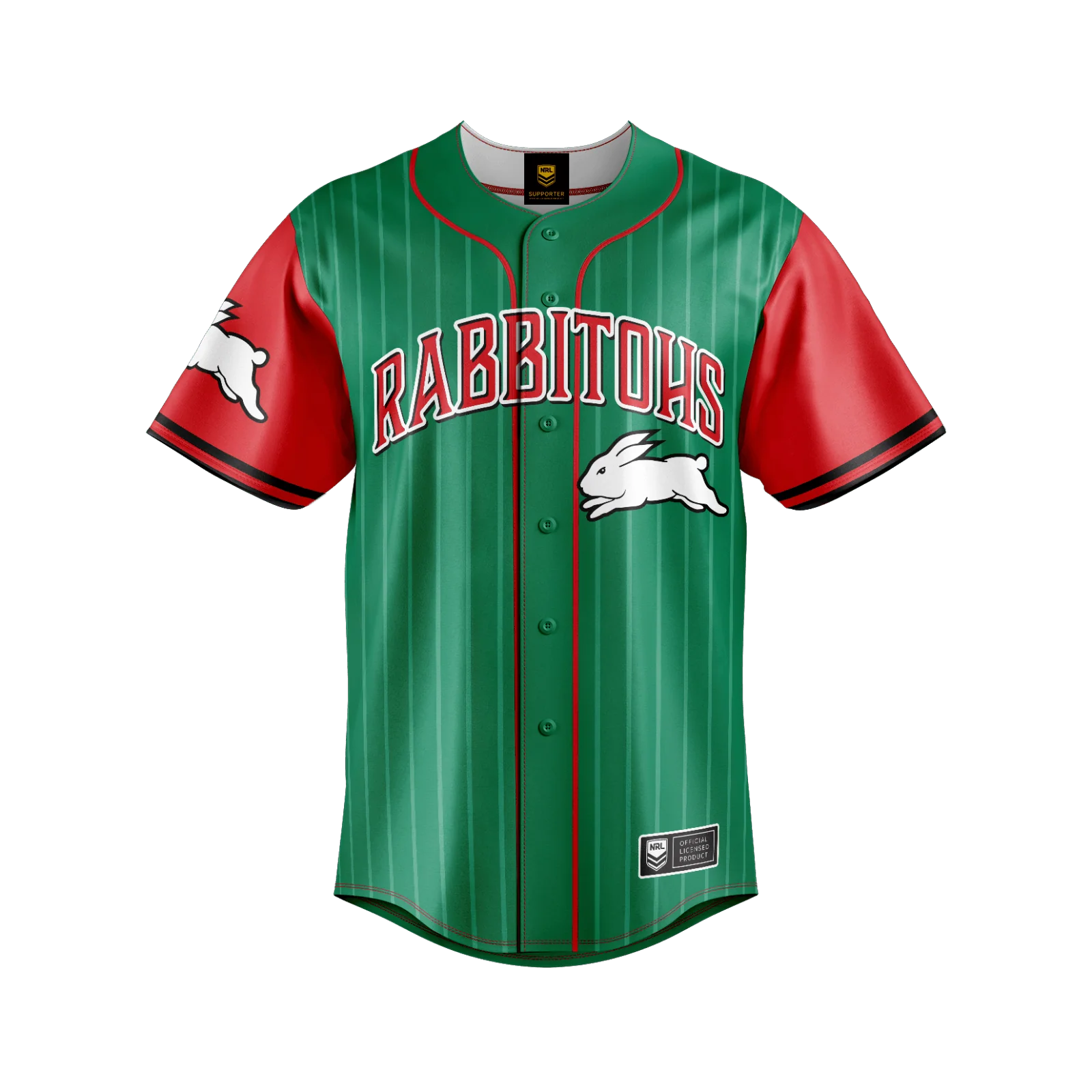 NRL 'Slugger' Baseball Shirt - South Sydney Rabbitohs - Tee