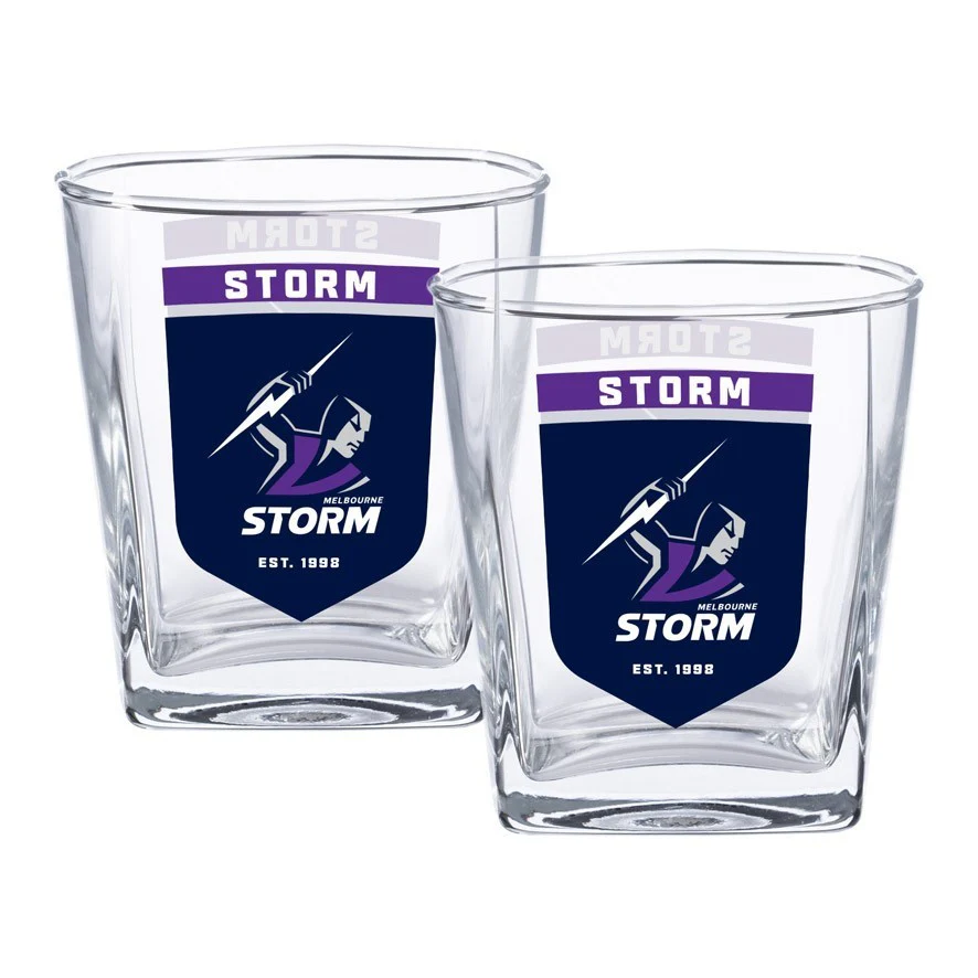 NRL Spirit Glass Set - Melbourne Storm - 250ml Cup - Set Of Two - Image 2