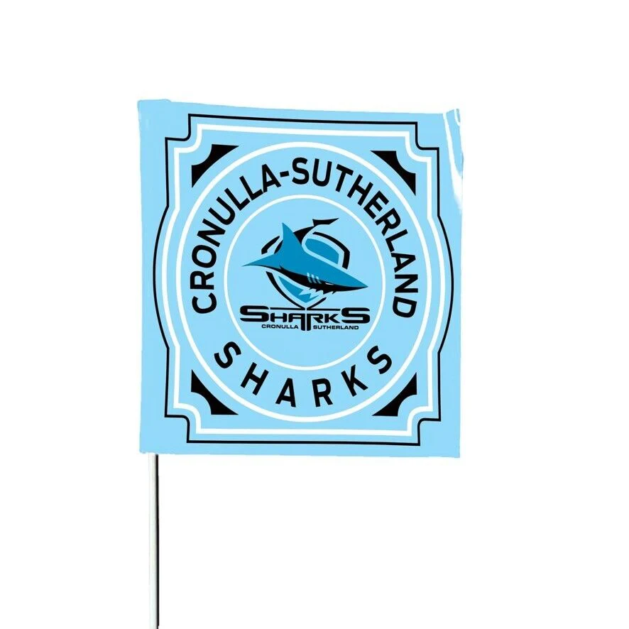 NRL Square Flag - Cronulla Sharks - Supporter Flag With Pole - 70 x 70cm - Image 2