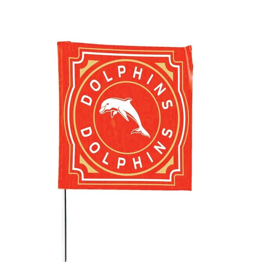 NRL Square Flag - Dolphins - Supporter Flag With Pole - 70 x 70cm - Image 2