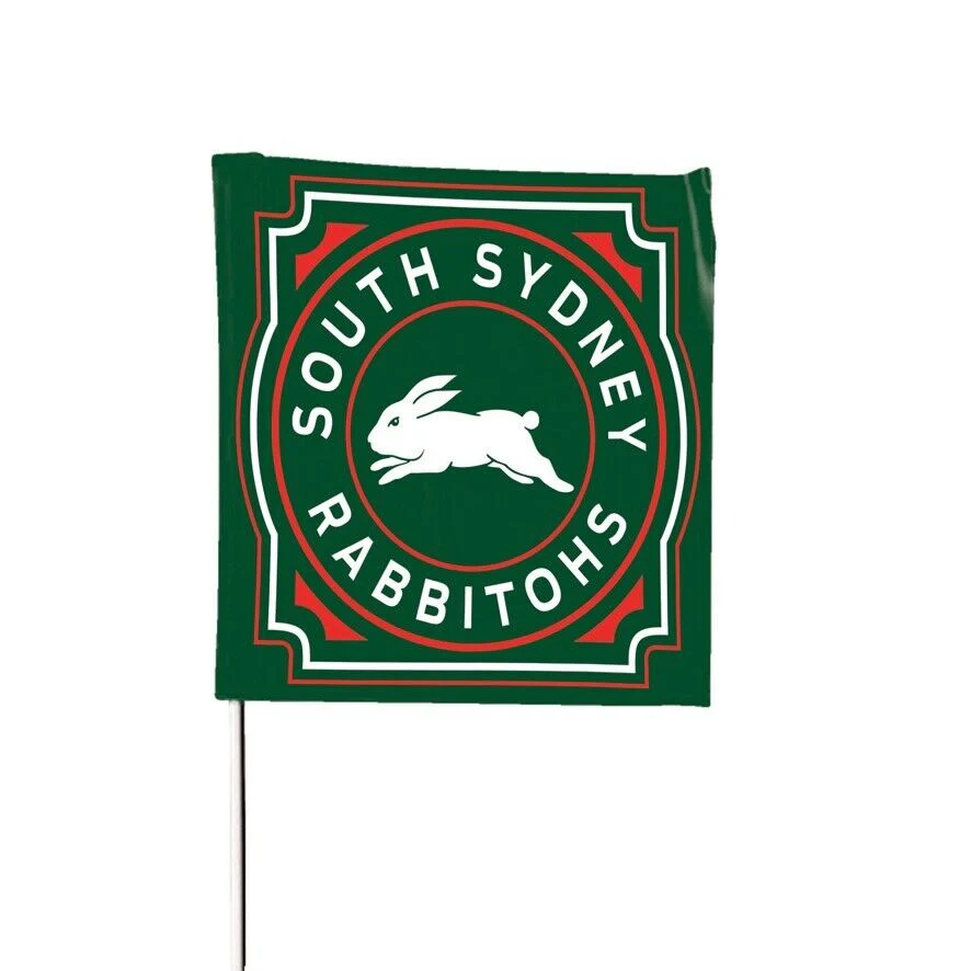 NRL Square Flag - South Sydney Rabbitohs - Supporter Flag With Pole - 70 x 70cm - Image 2