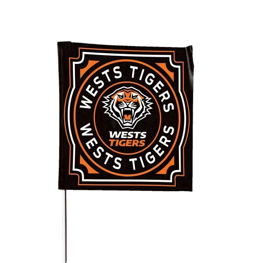 NRL Square Flag - West Tigers - Supporter Flag With Pole - 70 x 70cm - Image 2
