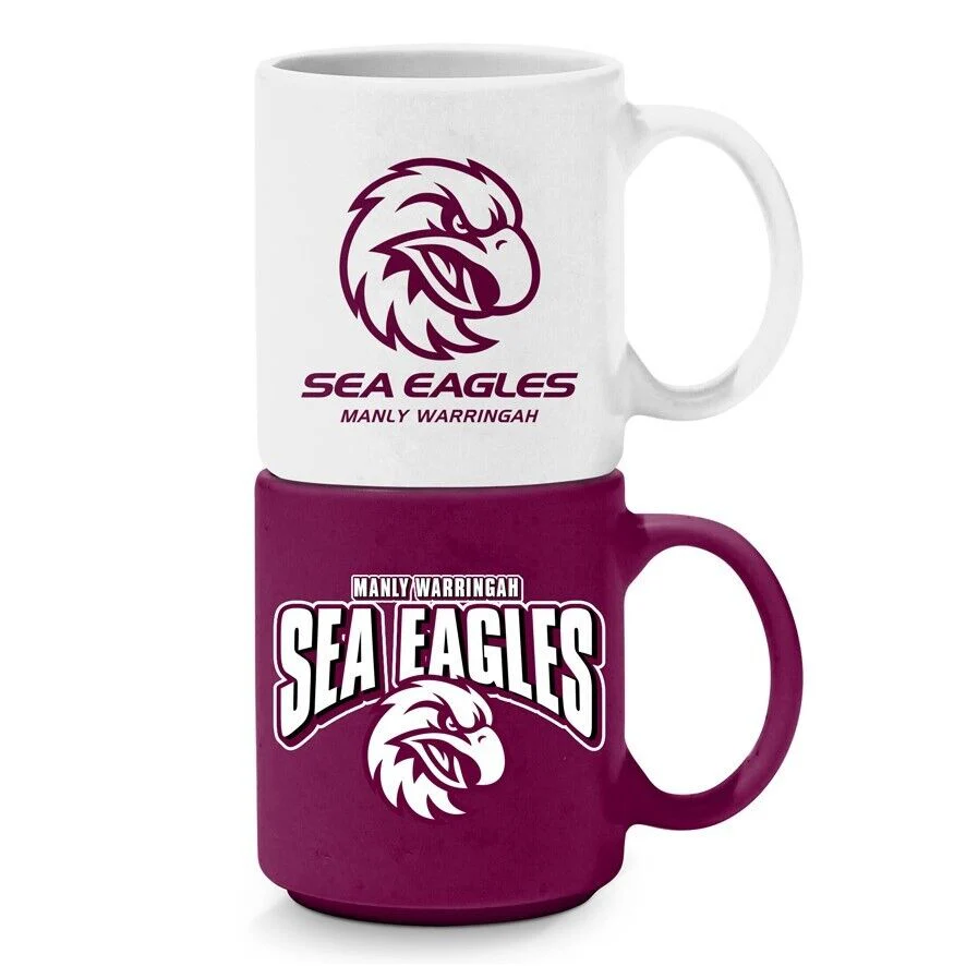 NRL Stackable Mug - Manly Sea Eagles - Set Of 2 - Coffee Cup - 305mL - Image 2