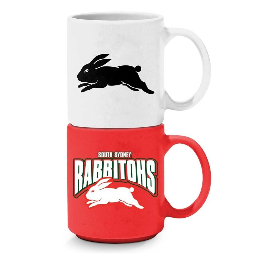 NRL Stackable Mug - South Sydney Rabbitohs - Set Of 2 - Coffee Cup - 305mL