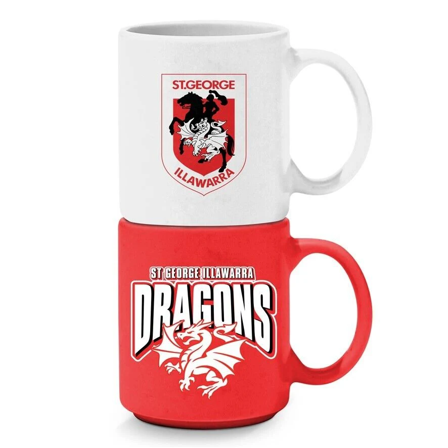 NRL Stackable Mug - St George Illawarra Dragons - Set Of 2 - Coffee Cup - 305mL - Image 2