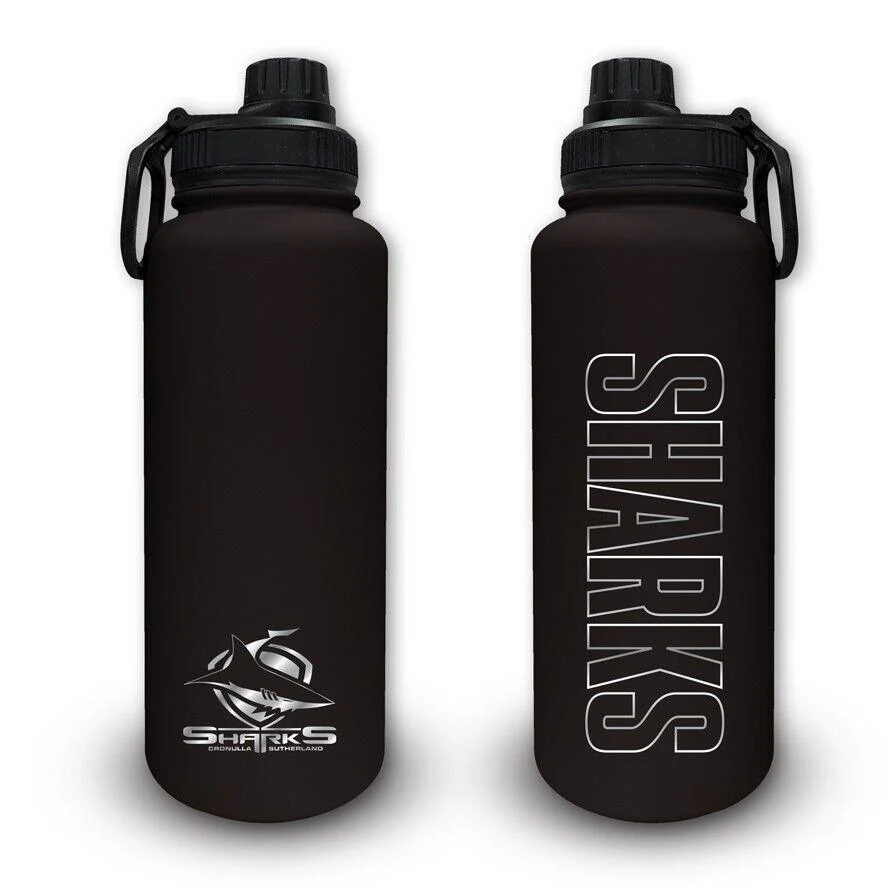 NRL Stainless Steel 960mL Drink Bottle - Cronulla Sharks - Double Walled - Image 2