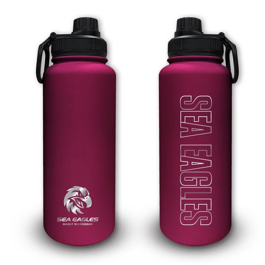 NRL Stainless Steel 960mL Drink Bottle - Manly Sea Eagles - Double Walled - Image 2