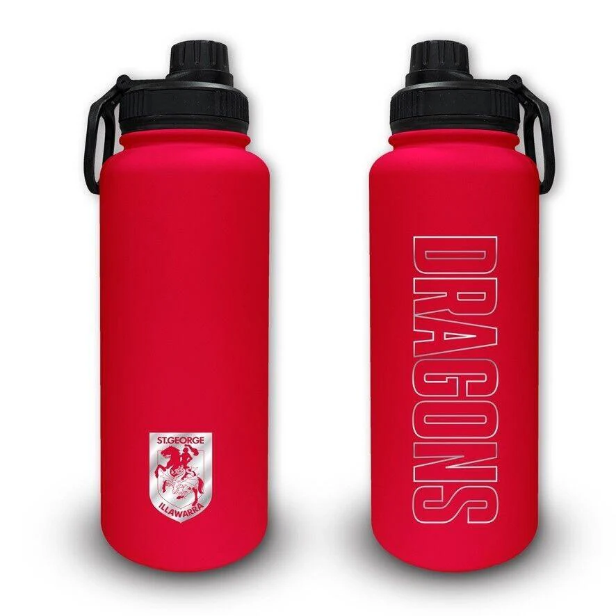 NRL Stainless Steel 960mL Drink Bottle-St George Illawarra Dragons-Double Walled - Image 2