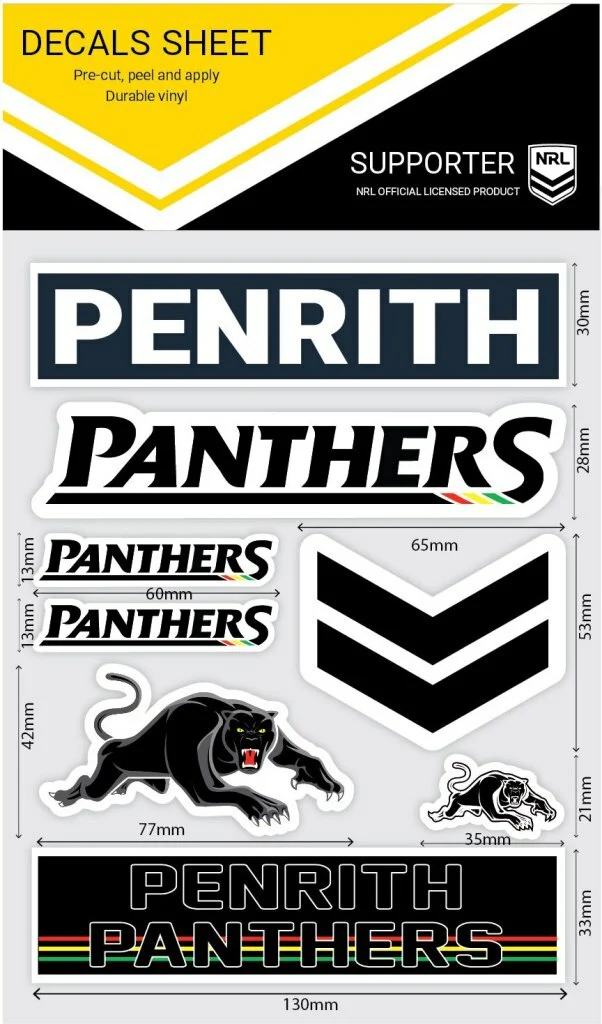NRL Sticker Decal Sheet - Penrith Panthers - Stickers Wordmark - Image 2