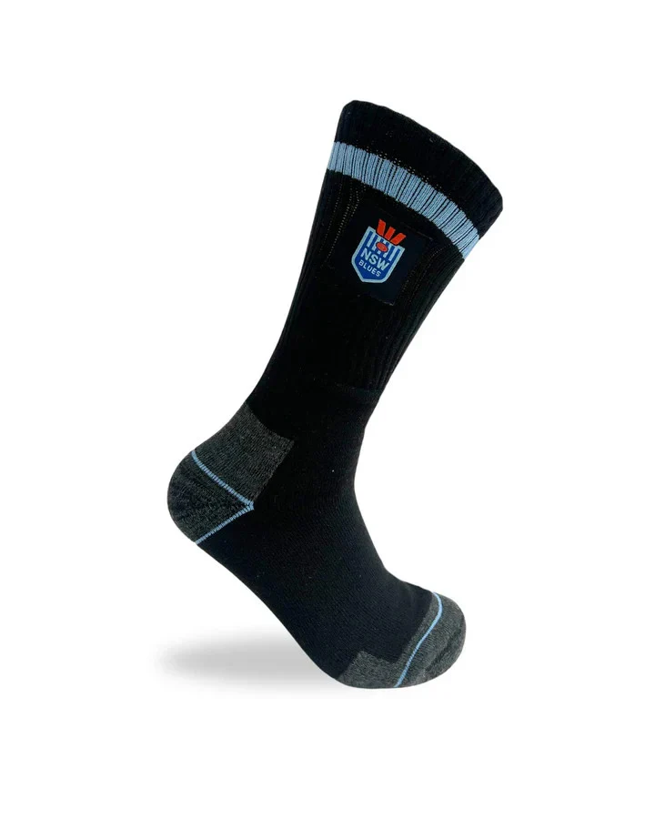 NRL Striped Work Socks - New South Wales Blues - Two Pack - Sock - Mens - NSW - Image 2