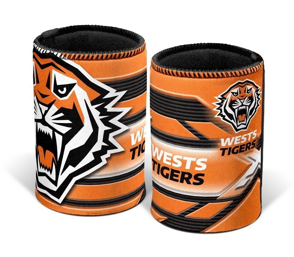 NRL Stubby Can Cooler - West Tigers - Drink - Rubber Base - Image 2