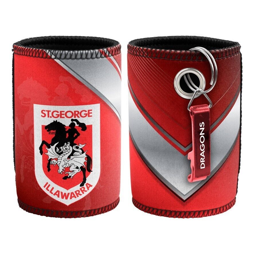 NRL Stubby Can Cooler with Bottle Opener - Illawarra Dragons - Rubber Base - Image 2