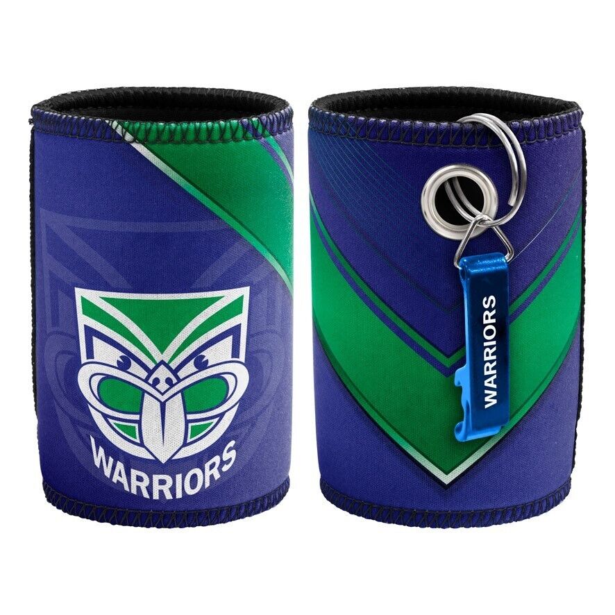 NRL Stubby Can Cooler with Bottle Opener - New Zealand Warriors - Rubber Base - Image 2