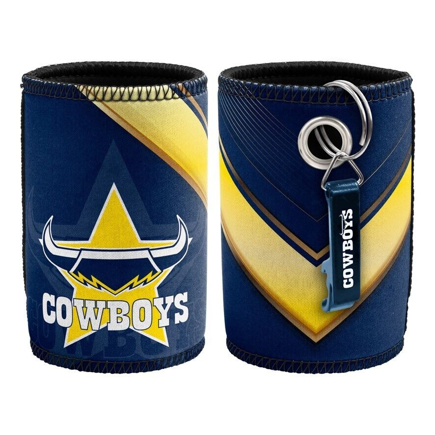 NRL Stubby Can Cooler with Bottle Opener - North Queensland Cowboy - Rubber Base - Image 2