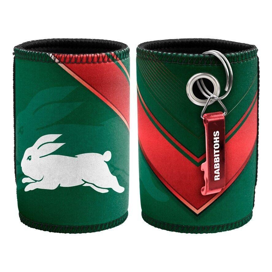 NRL Stubby Can Cooler with Bottle Opener - South Sydney Rabbitohs - Rubber Base - Image 2