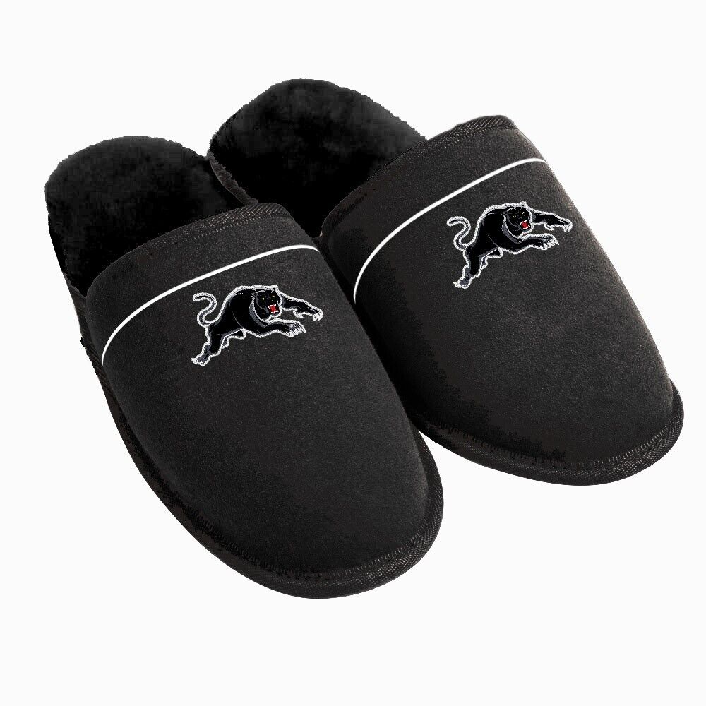 NRL Supporter Slippers - Penrith Panthers - Mens Size - Fluffy Winter Shoes - Image 2