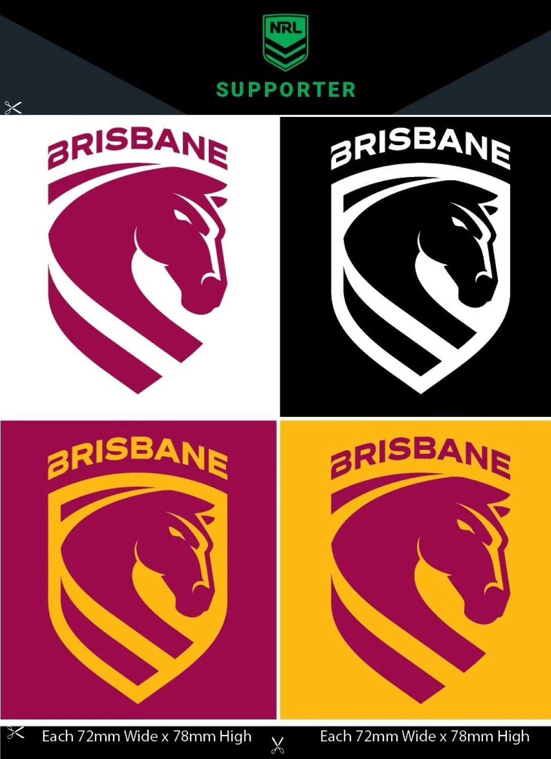 NRL Team Decal Sticker Set - Brisbane Broncos - Image 2