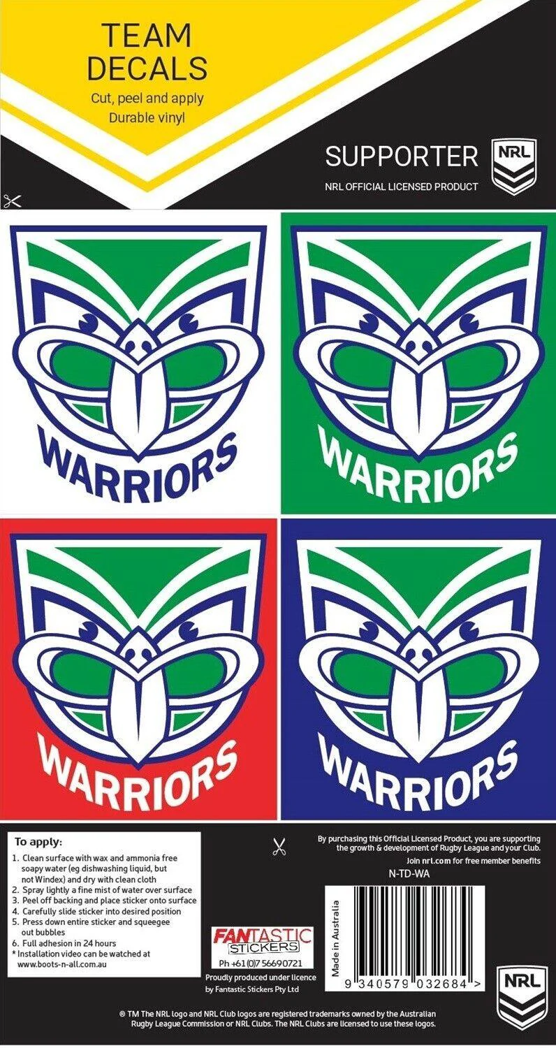 NRL Team Decal Sticker Set - New Zealand Warriors - Image 2