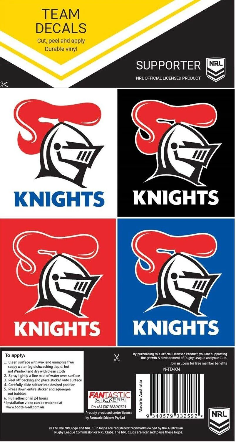 NRL Team Decal Sticker Set - Newcastle Knights - Image 2