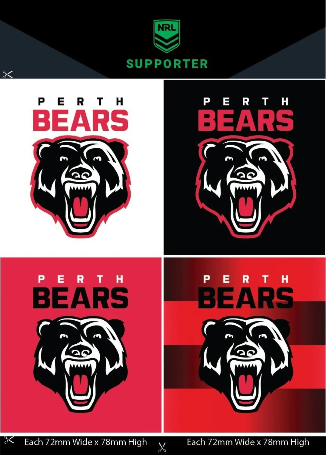 NRL Team Decal Sticker Set  Perth Bears - Image 2