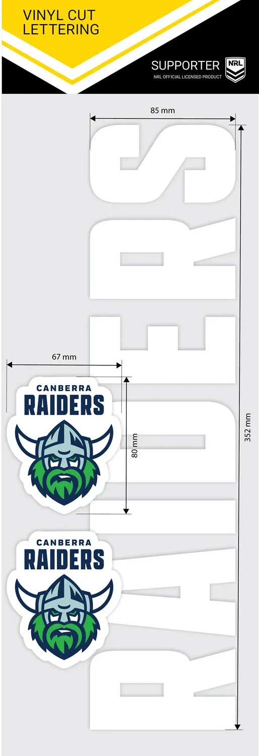 NRL Team Name Lettering Decal - Canberra Raiders - Car Sticker - Image 2