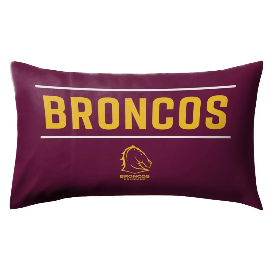 NRL Team Pillow Case - Brisbane Broncos - Double Sided - 73 x 48 cm