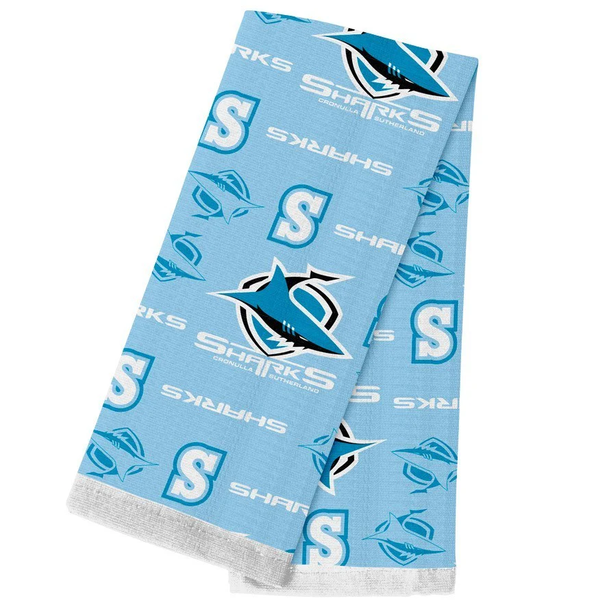 NRL Team Supporter Cotton Tea Towel - Cronulla Sharks - 40cm x 60cm - Image 2