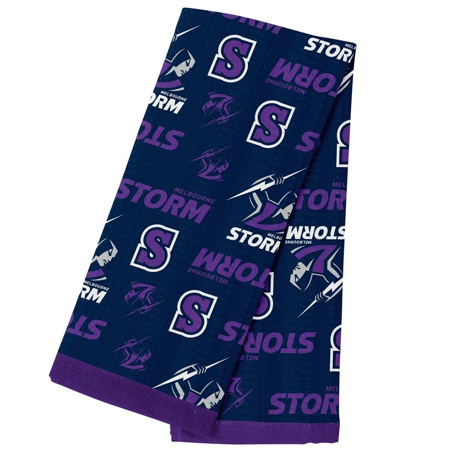 NRL Team Supporter Cotton Tea Towel - Melbourne Storm - 40cm x 60cm - Image 2