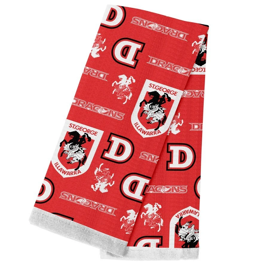 NRL Team Supporter Cotton Tea Towel - St George Illawarra Dragons - 40cm x 60cm - Image 2