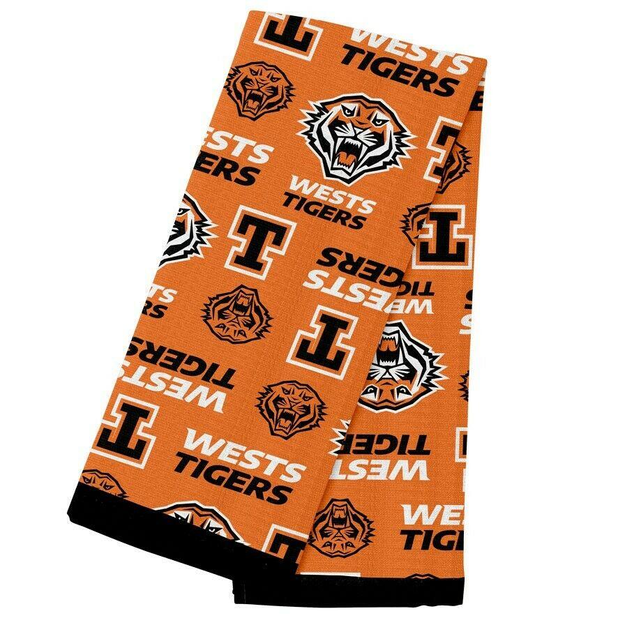NRL Team Supporter Cotton Tea Towel - West Tigers - 40cm x 60cm - Image 2