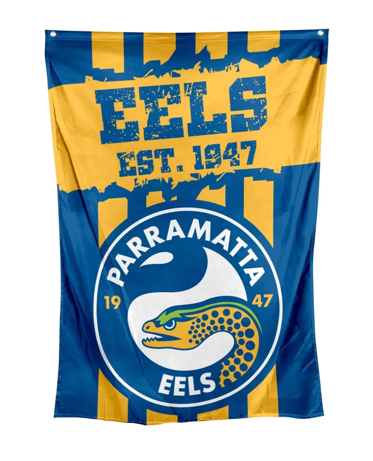 NRL Wall Flag Cape - Parramatta Eels - 150cm x 90cm - Steel Eyelets - Image 2