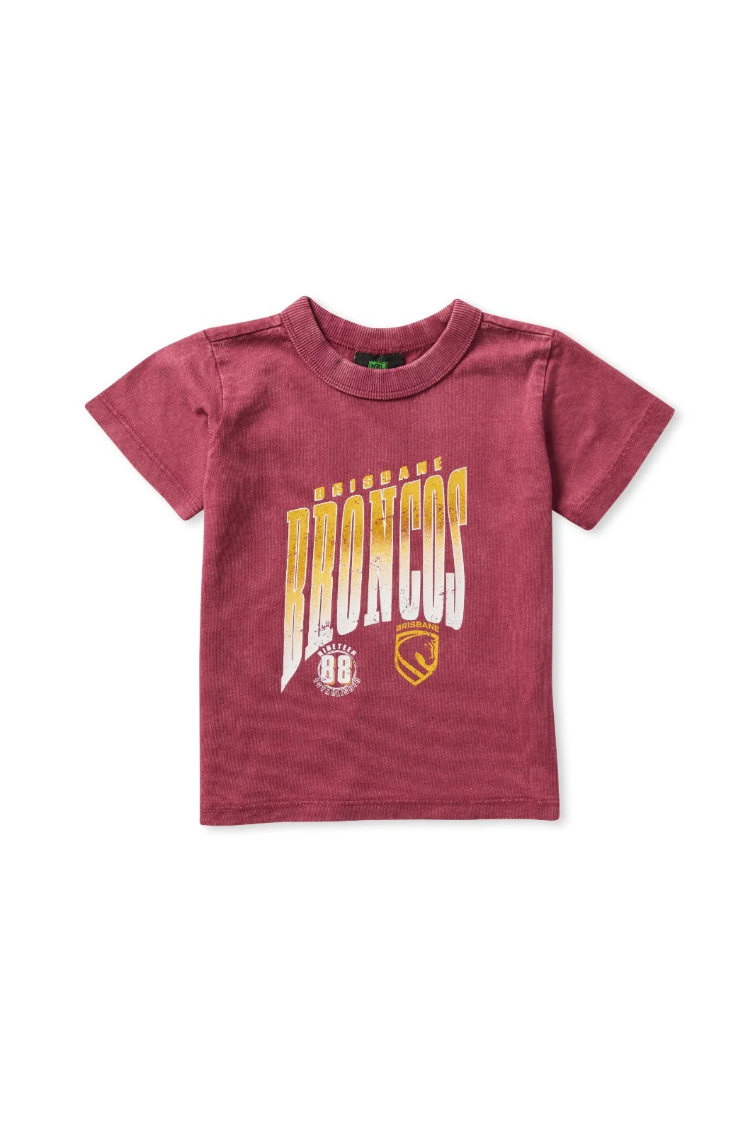 NRL Washed Club Tee Shirt - Brisbane Broncos - Toddler - Cotton T-Shirt