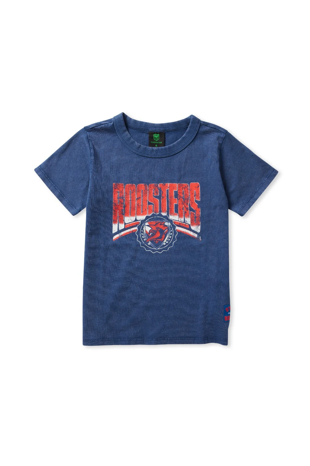 NRL Washed Club Tee Shirt - Sydney Roosters - Youth - Kids - Cotton T-Shirt