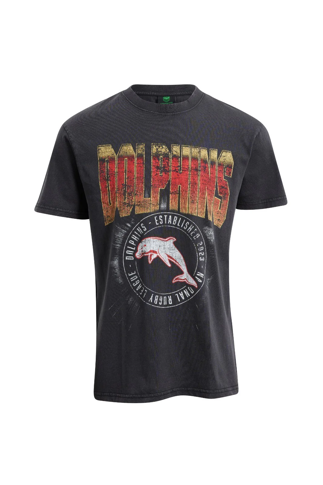 NRL Washed Tee - Dolphins - Cotton Shirt - Adult - Mens