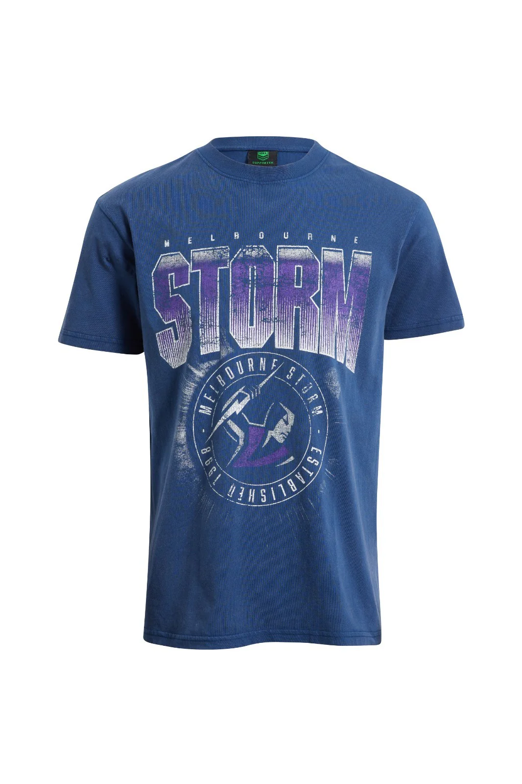 NRL Washed Tee - Melbourne Storm - Cotton Shirt - Adult - Mens