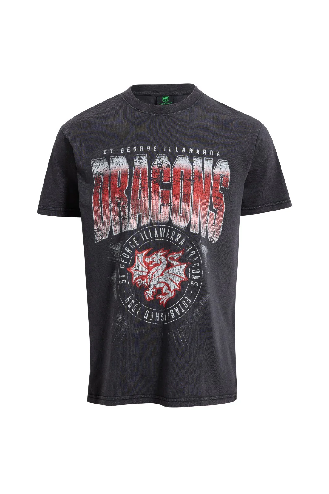NRL Washed Tee - St George Illawarra Dragons - Cotton Shirt - Adult - Mens