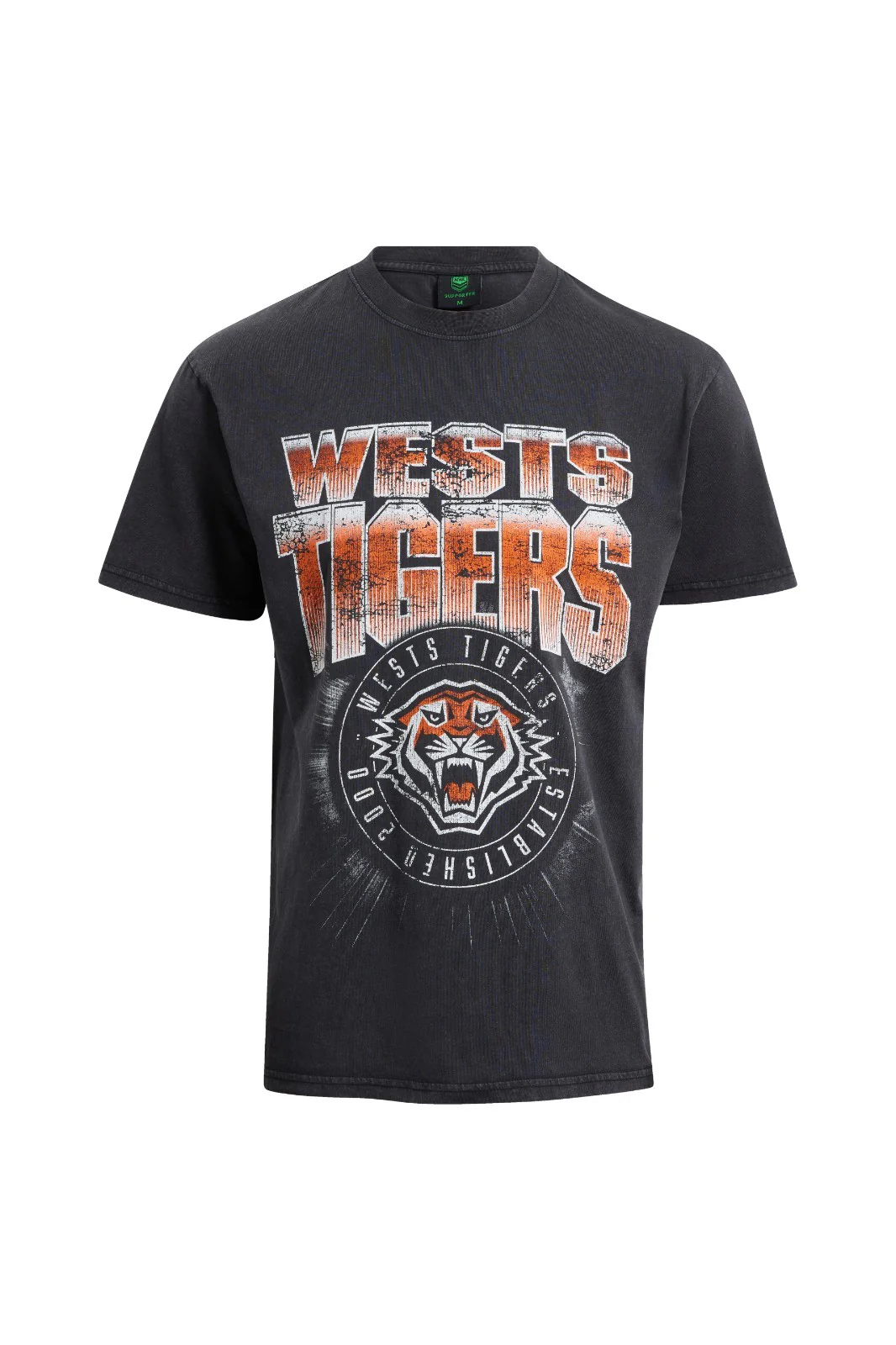 NRL Washed Tee - West Tigers - Cotton Shirt - Adult - Mens