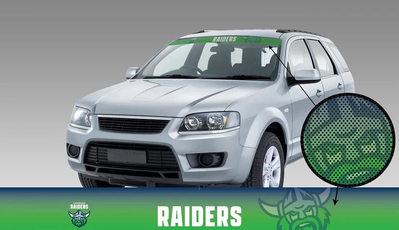 NRL Window Sun Visor Decal - Canberra Raiders - See Thru Car Sticker - UV Safe