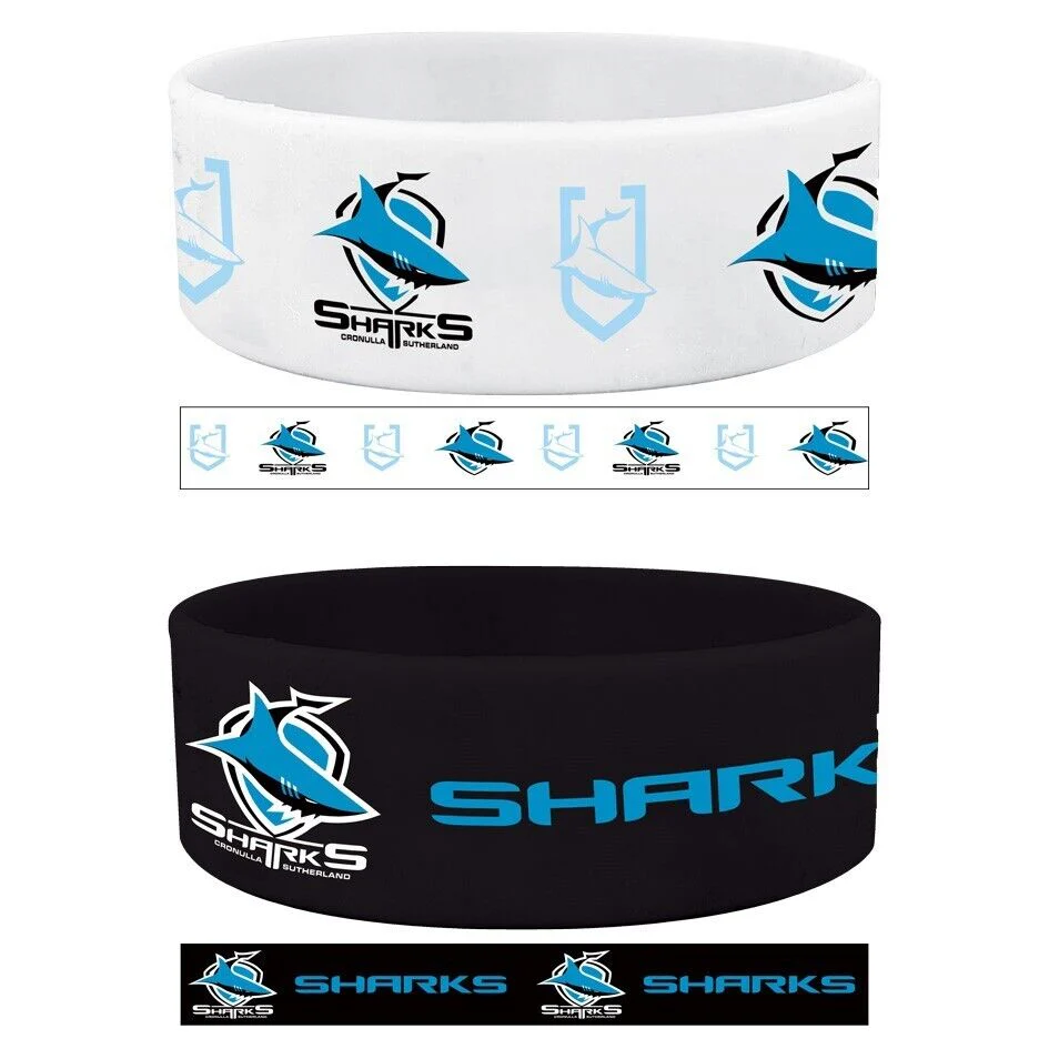 NRL Wrist Bands Set of 2 - Cronulla Sharks - Set of Two - Silicone Band - Image 2
